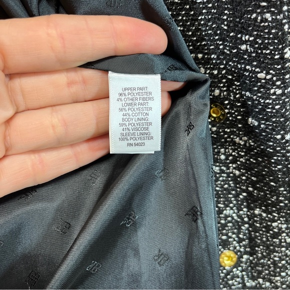 Banana Republic Black Tweed Longline Jacket Petite Small PS Swing Collarless B87 - Picture 13 of 16